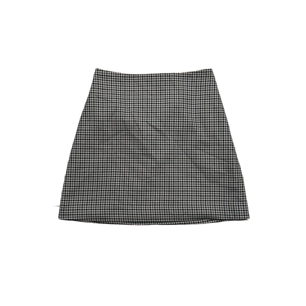 Monki Womens Size XS Houndstooth Side Zip Lined Academia Office Sexy Mini Skirt